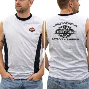 Vintage Harley-Davidson Mens Tank Top White Sleeveless Muscle Tee Classic Casual